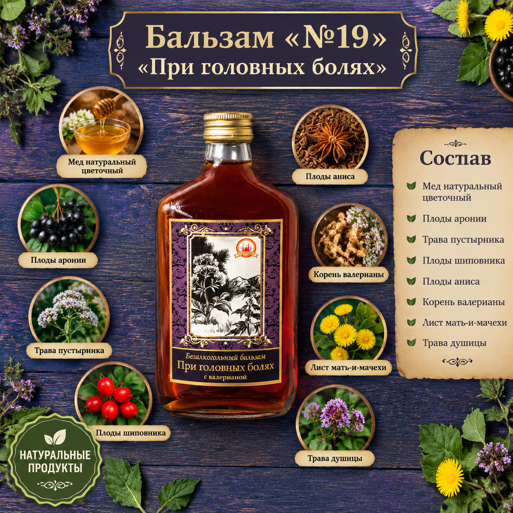 При головных болях с валерьяной №19 (Объём: 250мл.)