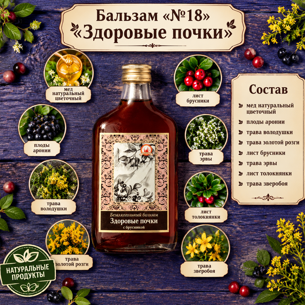 Здоровые почки с брусникой №18 (Объём: 250мл.)