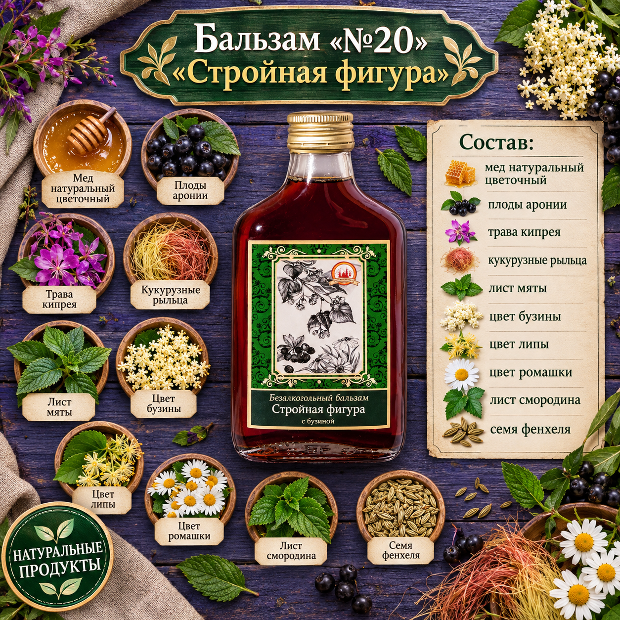 Стройная фигура с бузиной №20 (Объём: 250мл.)